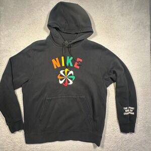 Nike Evolve Pullover Swoosh Pinwheel Hoodie Mens L Black Multi Sweatshirt